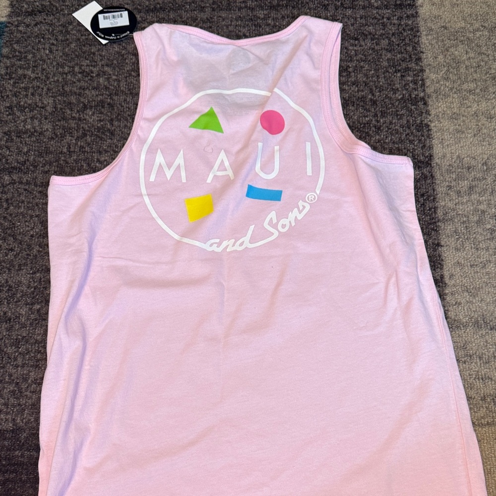 Maui and Sons Light Pink Tank with Colorful Logo